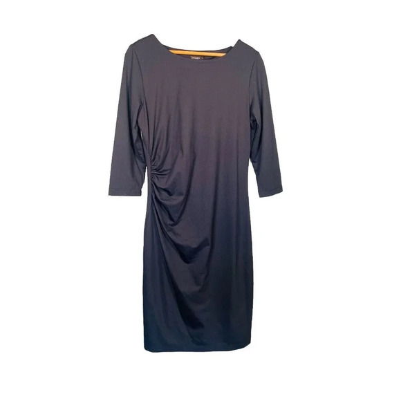 J. McLaughlin Naja Sage Sheath Dress Size M Medium Black Catalina Ruched Side - Picture 1 of 9